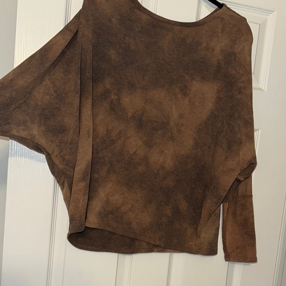 Brown Tie-Dye Long Sleeve Top
